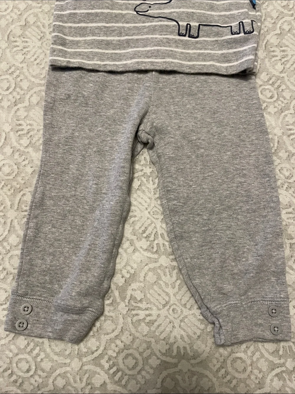 Carter's Gray and White Striped Dinosaur Set with Blue Spikes